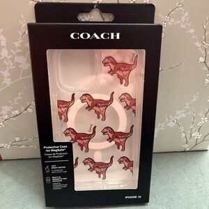 Coach Rexy Glitter Dinosaur iPhone 16 Protective MagSafe Clear Case NEW